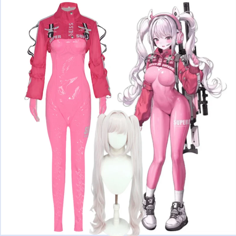 

В наличии Алиса косплей игра богиня победы: NIKKE DokiDoki-R Алиса косплей сексуальное боди Розовый Хэллоуин искусственная униформа