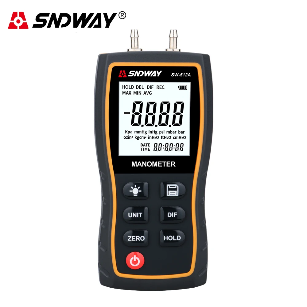 

SNDWAY Digital Differential Manometer Hand-held Air Pressure Gauge Negative Vacuum Press Gauge Meter Monitoring Manometro