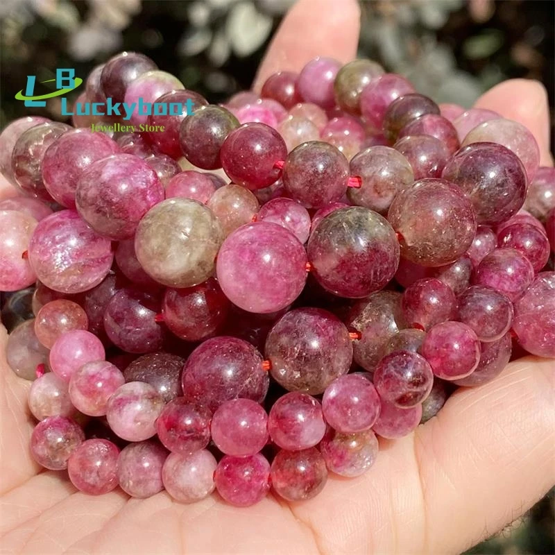 

6 8 10mm Natural Stone Beads Watermelon Tourmaline Jades Spacer Loose Round Beads For Jewelry Making DIY Bracelets Accessories