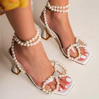 summer new versatile fairy style high heels thin heel one line buckle rhinestone net red lady sandals wedding sandals banquet