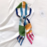 2022 spain fashion silk neck scarf luxury colorful striped line hair tie foulards headband shawls and wraps neckerchief 1008cm