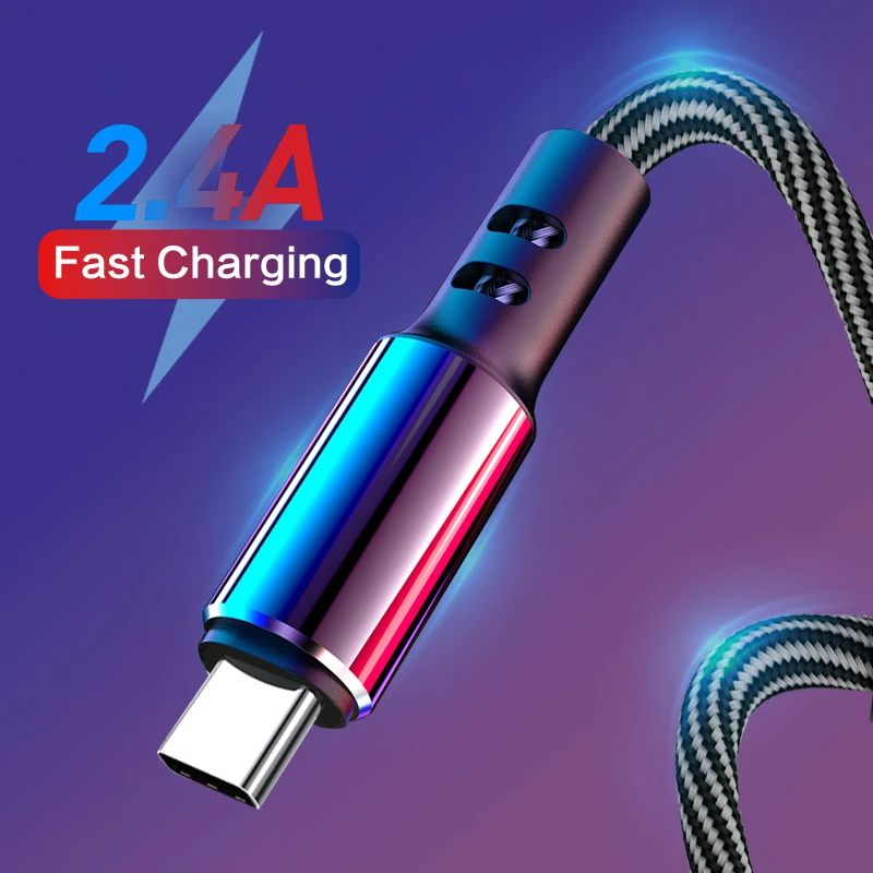 

2.4A USB Type C Cable Fast Charging Wire USB-C Charger Data Cord For Huawei P40 Mate 30 Xiaomi Redmi For Samsung S21 S20 Poco