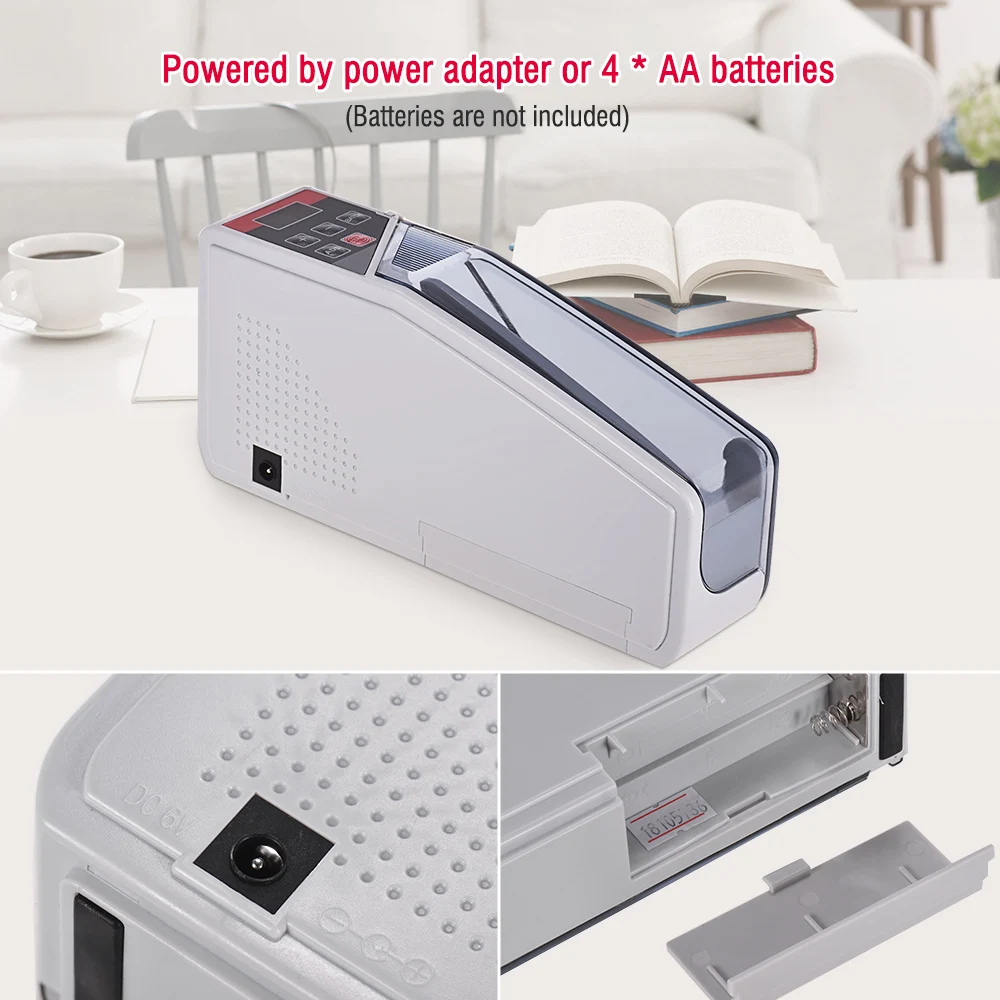 Удобный мини-счетчик банкнот по всему миру со светодиодным дисплеем финансовое