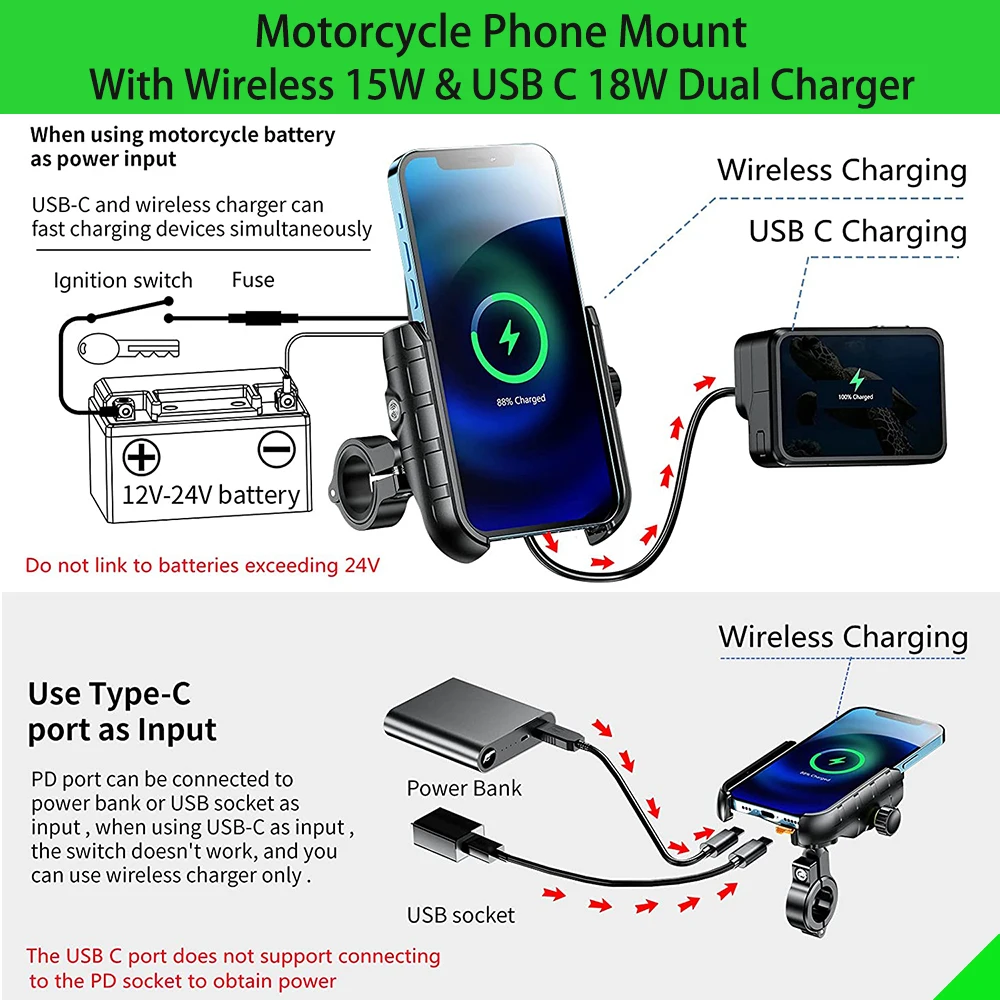 wireless charger for motorcycle smartphone mobile phone holder moto motor motorbike handlebar mount stand free global shipping