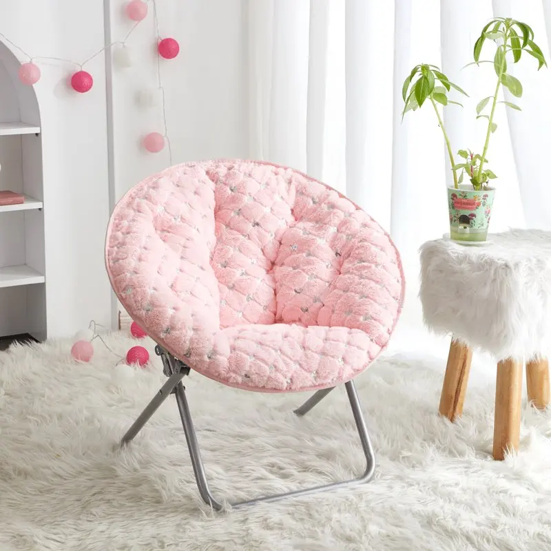 

Sequin Faux Fur 23" Folding Chair, Pink