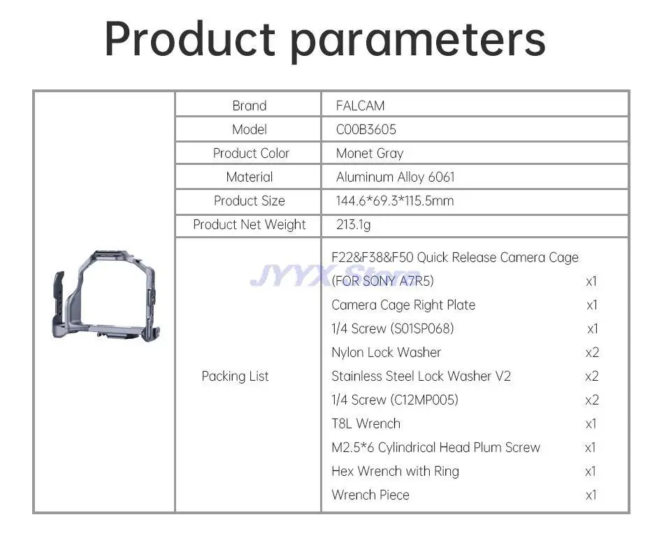 FALCAM для SONY A7R5 быстросъемный защитный чехол камеры F22 F38 F50 1/4 Arri Холодный башмак