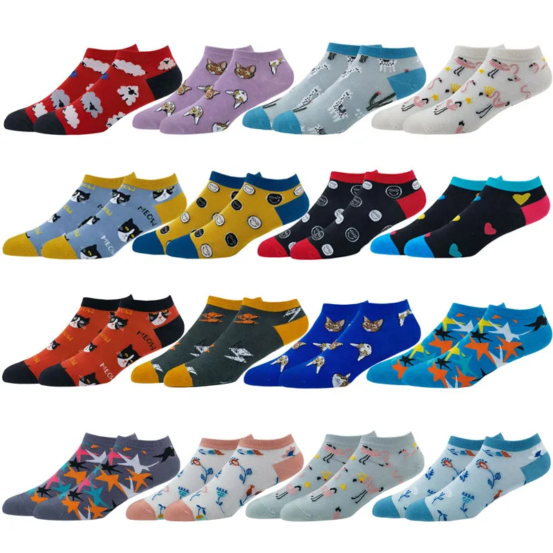 Новинка женские забавные Повседневные носки до щиколотки модные красочные