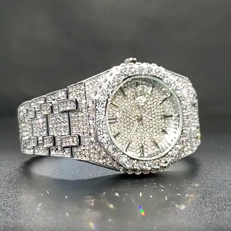Iced Out AAA Diamond Watch для мужчин роскошные золотые мужские часы модные наручные