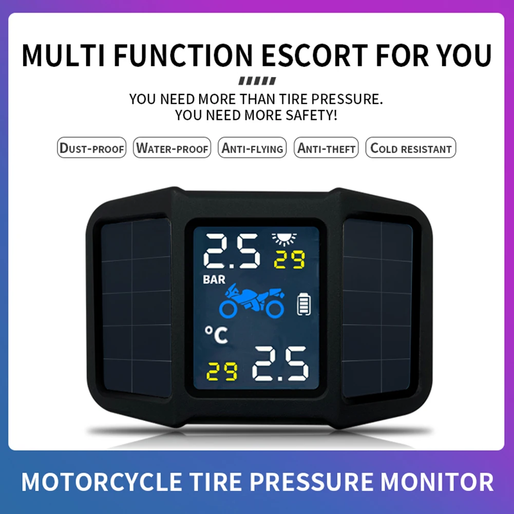 

Gauge Monitor Parts Replacement Solar Power TPMS Receiver Tire Pressure Universal Wireless With External Sensor
