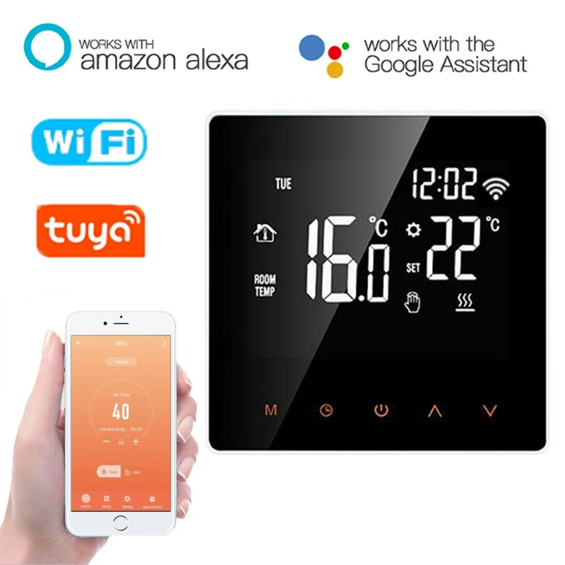 

Умный термостат Tuya с Wi-Fi и сенсорным ЖК-экраном