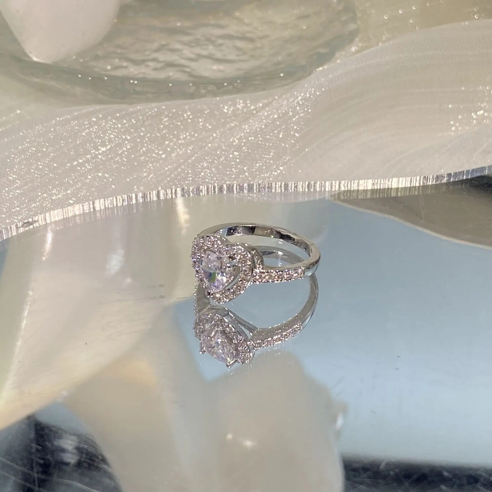 

100% 925 Sterling Silver Wedding Bands Diamond Ring Females Anillos De Engagement Silver 925 Jewelry Diamond Gemstone Anel Box