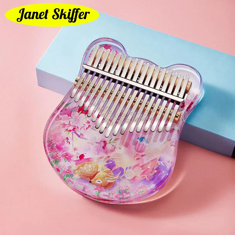 

Kalimba 17-key Thumb Piano Tuning Key Musical Instrument Keyboard Pronunciation Box 21-tone Colorful Painting Pattern Harp Gifts