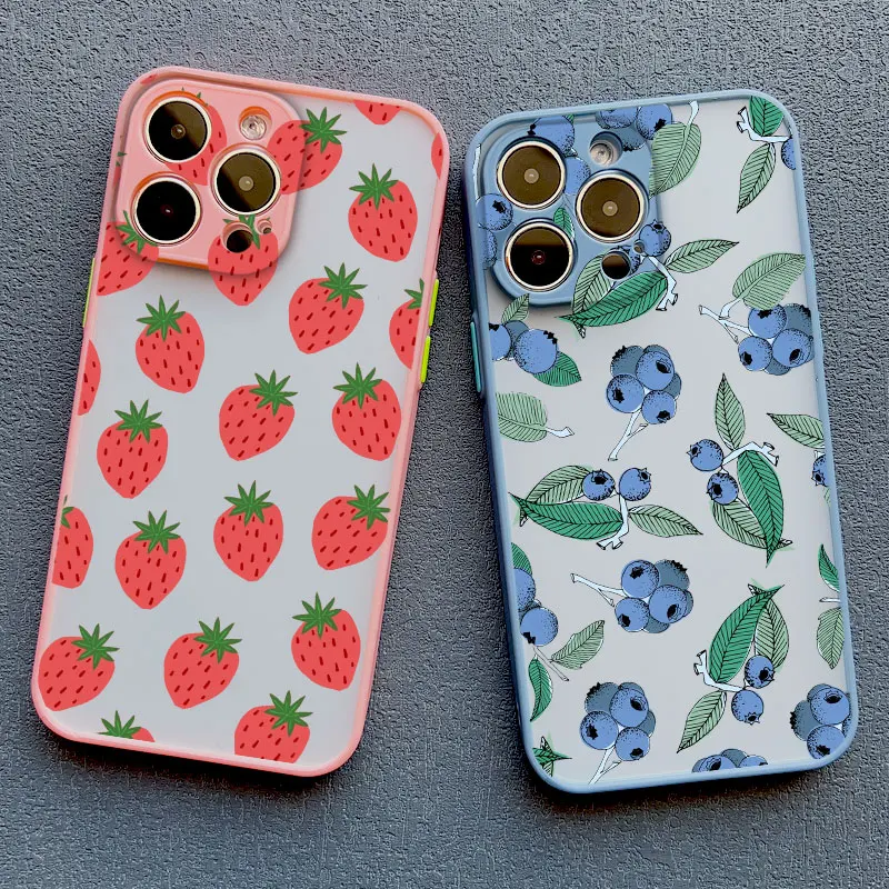 Color Fruits Banana Strawberry Phone Case For iPhone 14 13 11 12 Mini 15 16 Pus Pro Max X XS XR 7 8 Plus SE2 Shockproof Covers