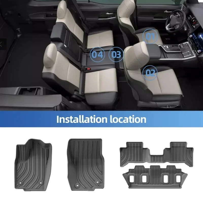 Фото Автомобильные коврики для Lexus GX550 GX550h 2024 2025 5 сидений, аксессуары для модели, накладка на спинку багажника, TPE 3D, противоскользящий коврик для ног, защита №2