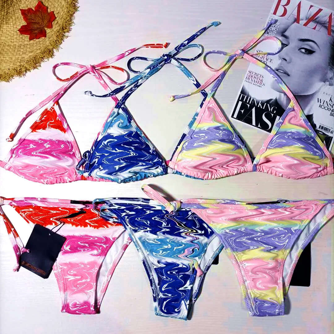 

Sexy Women Print Tie Dye Bikini Two Piece Set