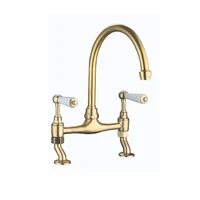 factory sell brass chrome deck mounted prevent ironing two handle classical gold kitchen sink faucet