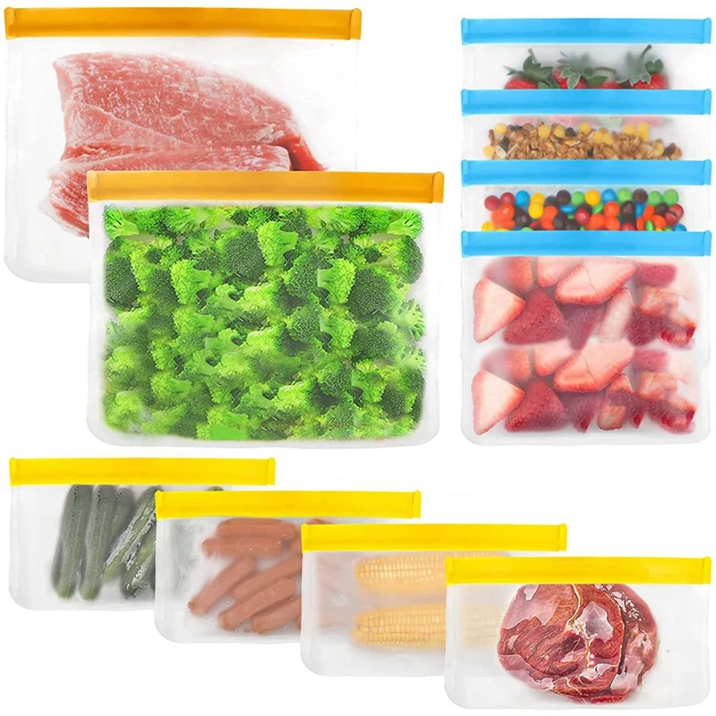 

10Pcs Reusable Refrigerator Freezer Fresh-Keeping Bag Peva Double Bone Sealed Waterproof Bag Fruit Sandwich Lunch Bag