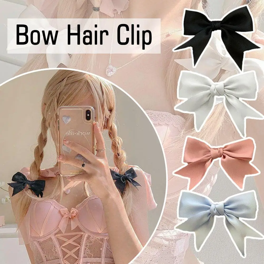 

Элегантная заколка для волос с атласным бантом, милая кремовая заколка для волос, зажим для волос, заколка для волос, челка, лента для волос, поломка для волос, аксессуары для волос S4C5