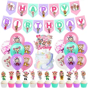 1Set Cry Babies Theme Balloons Happy Girls Birthday Party Decorations Banner Cake Topper Baby Shower in India