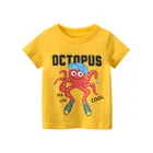 Летняя одежда 2022, футболка для мальчиков, детская одежда с рисунком краба, осьминога, хлопковая футболка, футболка с рисунком, Прямая поставка, 10 лет