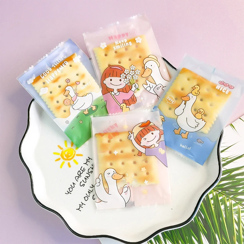 100pcs Cartoon Milk Date Snowflake Pastry Candy Bag Sealing Packaging Niujuan Sugar Cookie Machine