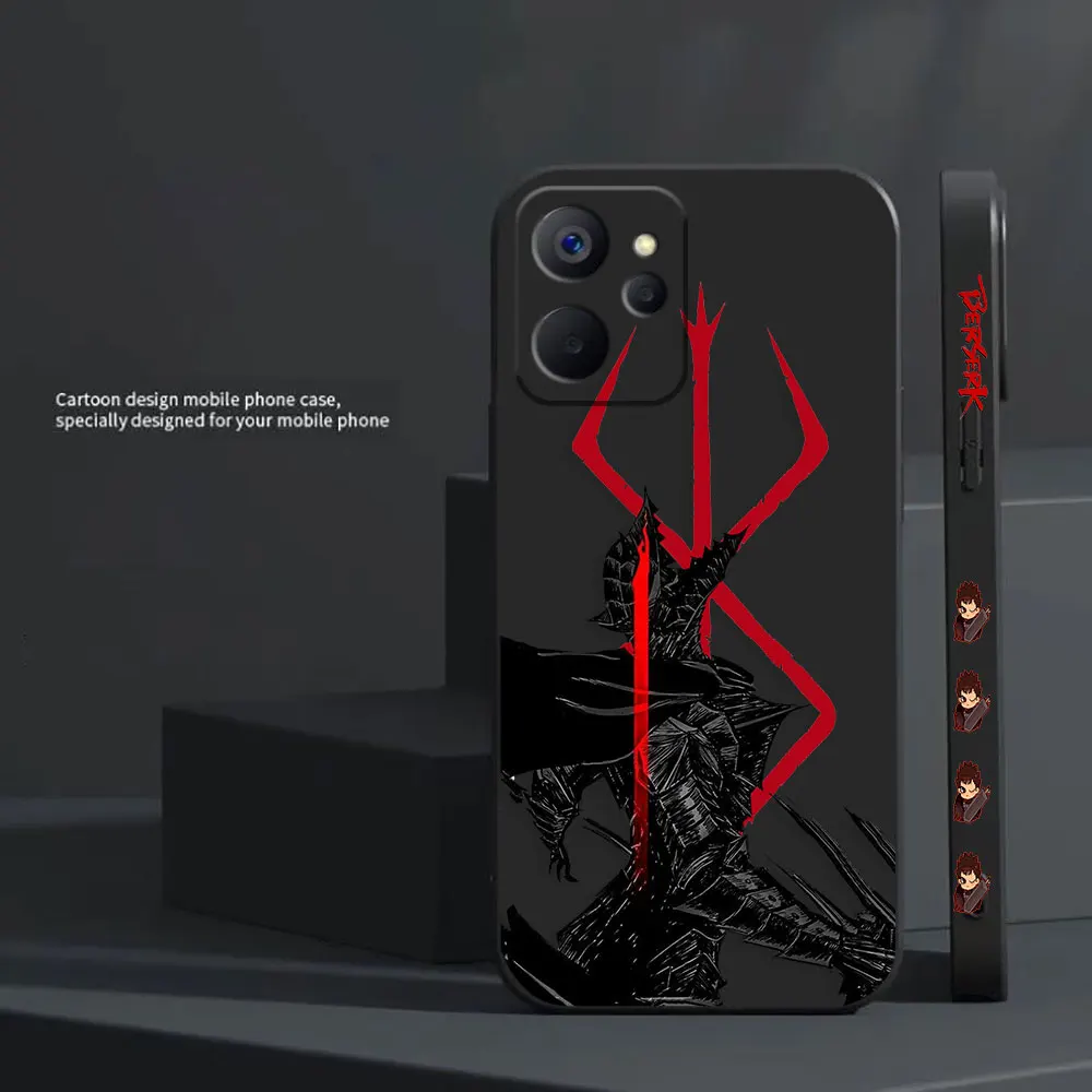 Berserk Manga Guts Case For Realme 10 9 8 8I 7 7I 6 5 C15 C21 C21Y GT NEO 2 3 5 V11 V13 V15 V25 Colour Liquid Case Funda Shell