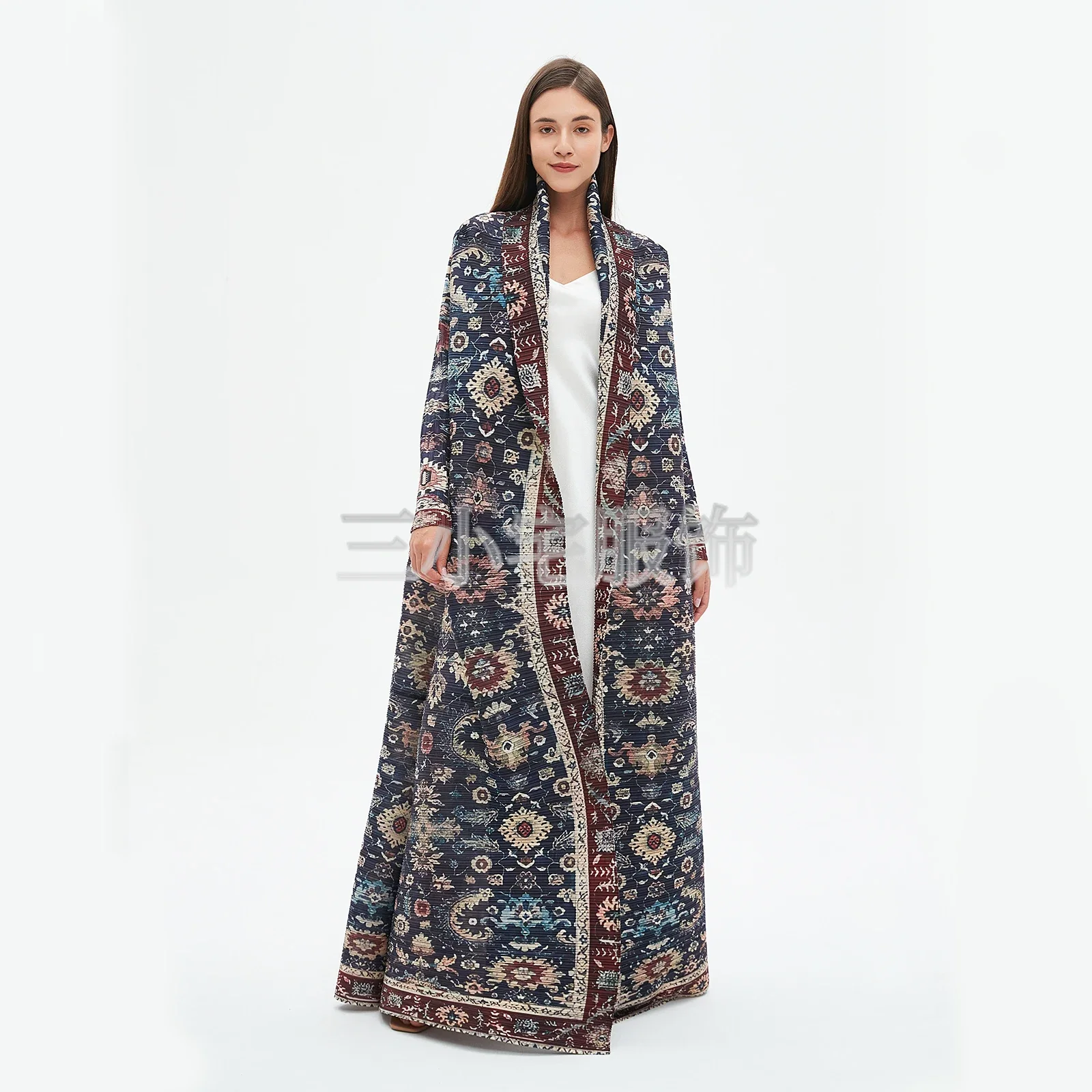 Женское платье с принтом ALSEY Miyake зимнее длинным рукавом и отложным воротником 2024