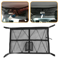 car roof storage bag adjustable suspension ceiling cargo net mesh sack interior double layer pouch pockets with zipper for suv