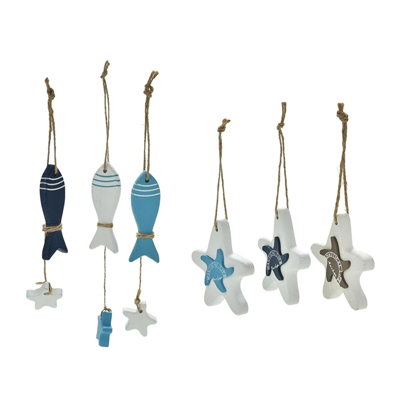 

Подвесная морская рыба в средиземноморском стиле, украшение в морском стиле, деревянная подвеска в виде рыбы для детской комнаты