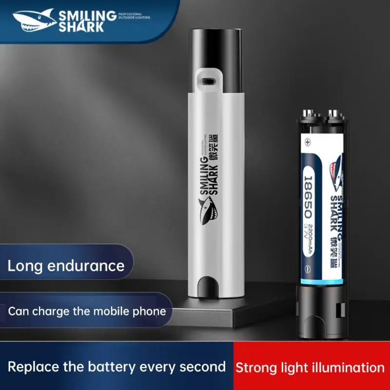 

Smile Shark LED Mini Portable Charging Treasure Small Flashlight Replaceable Battery USB Charging High-brightness Flashlight