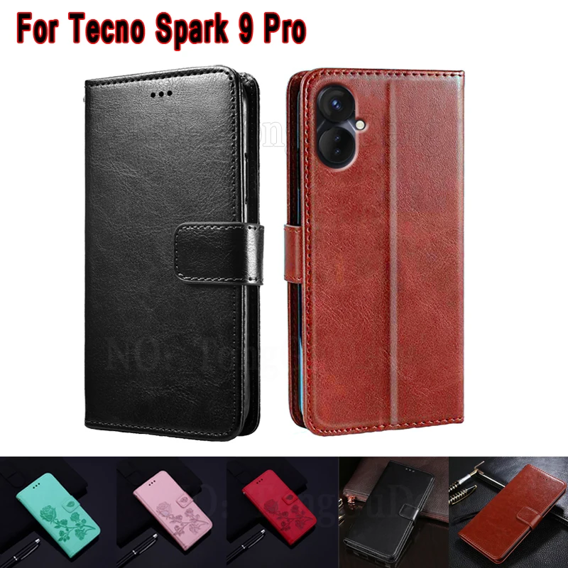 

Wallet Case For Carcasa Tecno Spark 9 Pro Sport чехол Capa Flip Leather Phone Cover for Funda De Movil Tecno Spark 9T Coque Etui