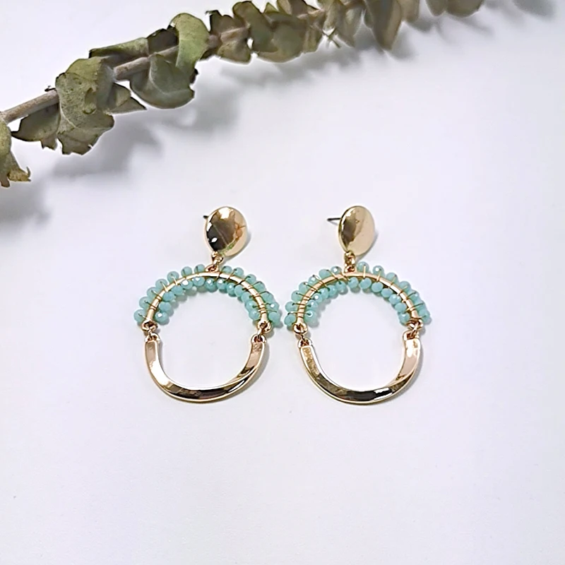 

Retro Beaded Tassel Earrings for Women Punk Fashion Elegant Big Gold Round Women Earrings Crystal Ethnic Bling Jewelry Gifts G20