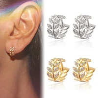 delysia king women trendy diamond leaf earrings indie hipster temperament crimp ear ring