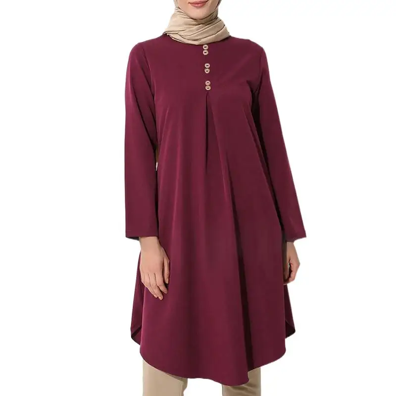 

Broadcloth Girl's Blouse Long Sleeve Casual Women Top Islamism Blouses for Muslim Women Muslim Fashion Women Muslim Dubai