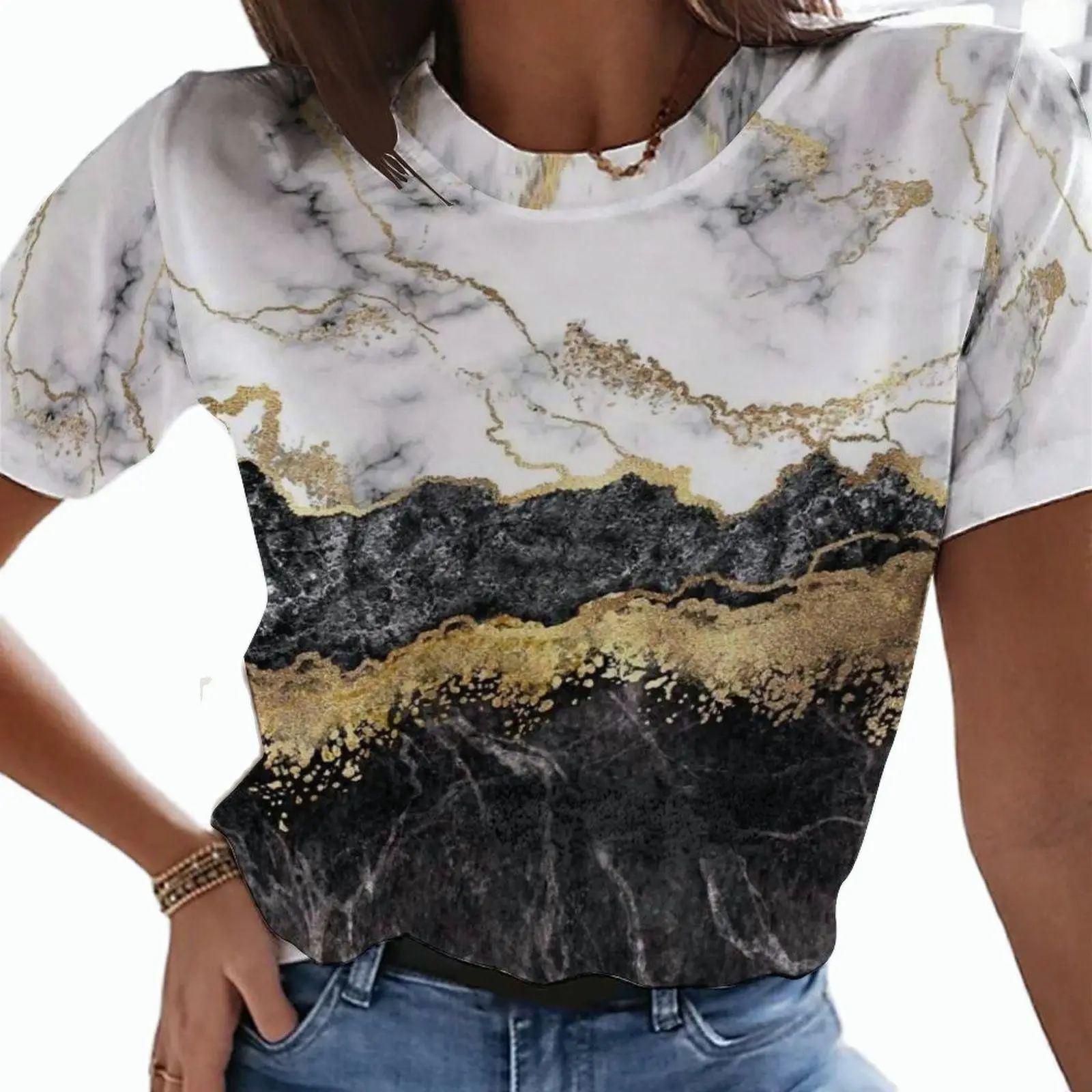 

Fashion Blouses for 2022 Irregular Graphic Women 3d Print T-shirts Short-sleeve Loose Aesthetics T Shirt Casual Summer Lady Tops