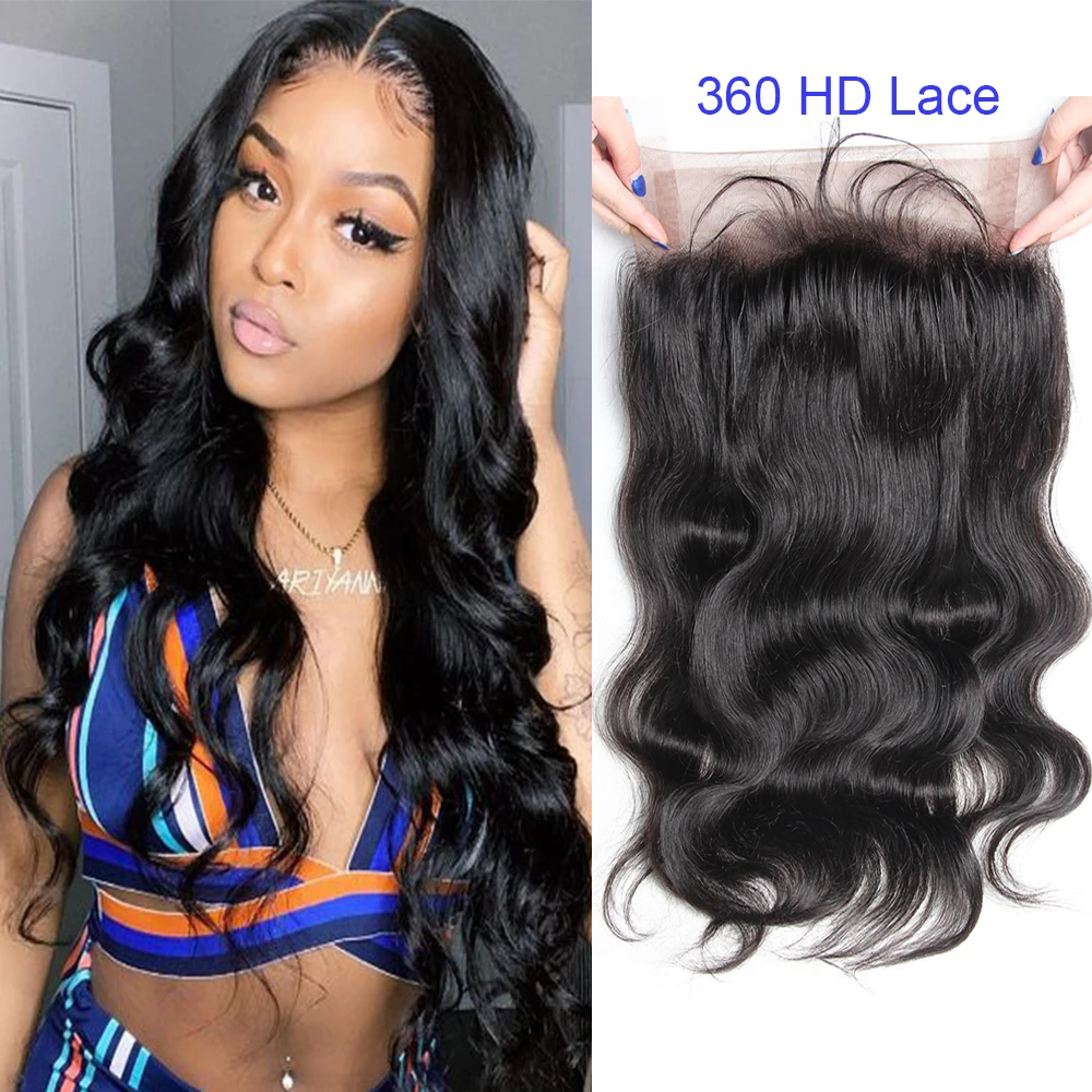 

360 Lace Frontal Human Hair Body Wave HD Transparant Lace Frontal Closure With Baby Hair Pre Plucked Natural Hairline Body Wavy