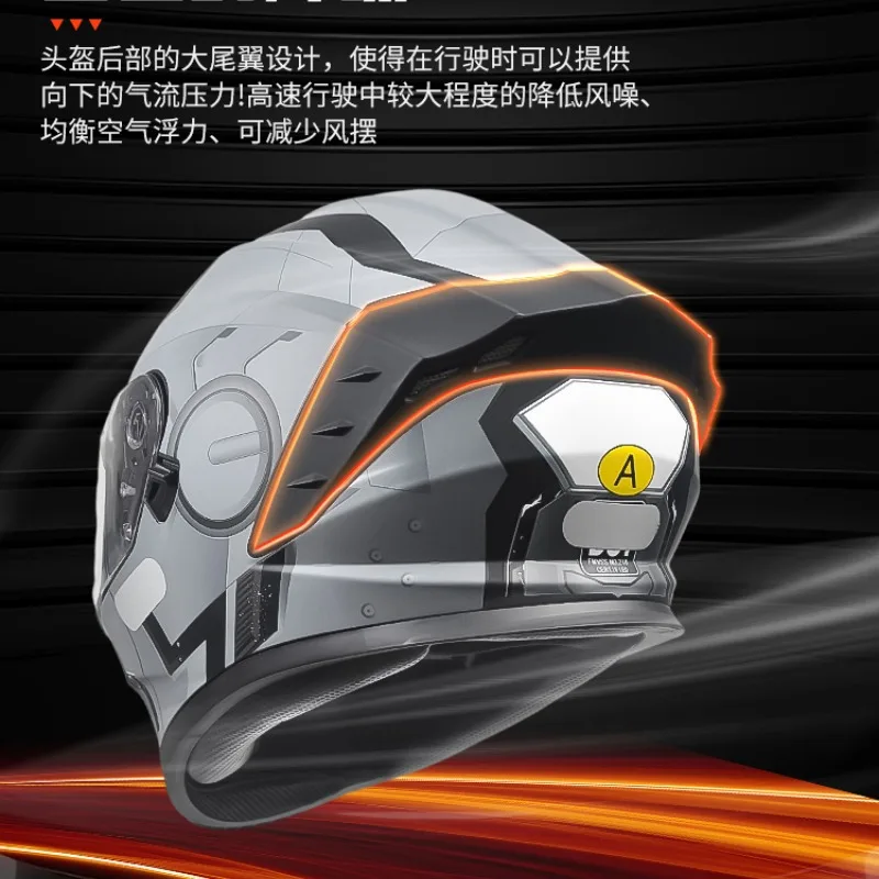 Dot ECE Certified Motorcycle Helmet Men's Four Seasons Universal Autumn and Winter Full Luminous helmet