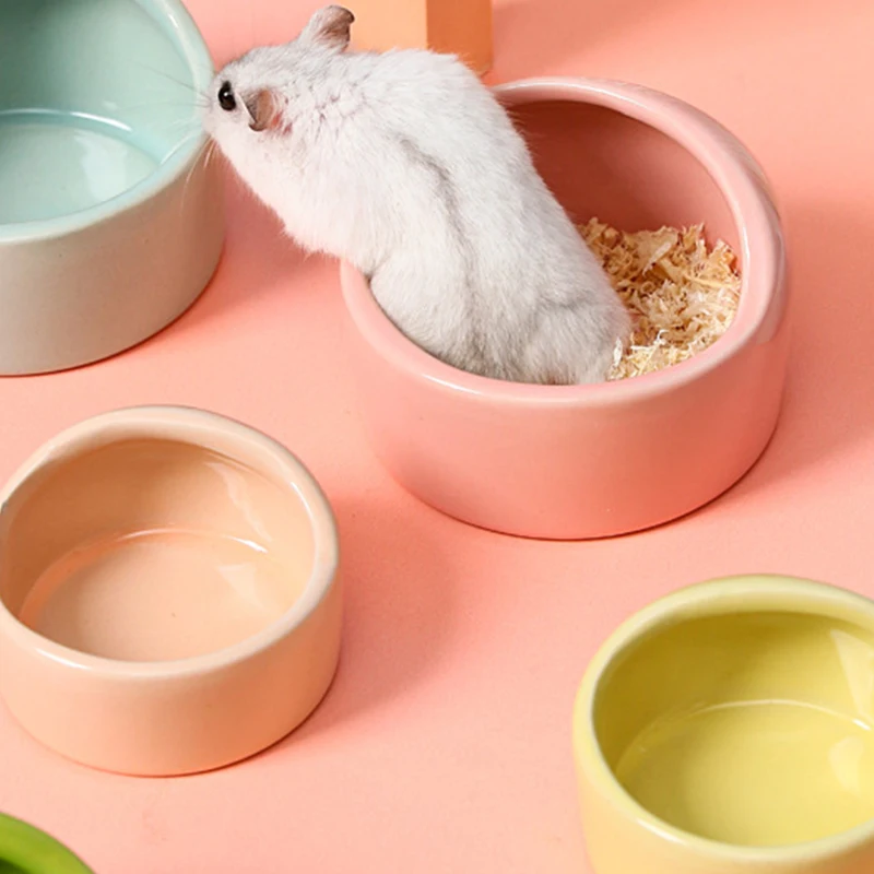 

Lovely Candy Colored Slant Mouth Bowl Hamster Ceramic Food Water Snack Feeder For Little Pets Ferret Rabbit Bowl Pet Supplie