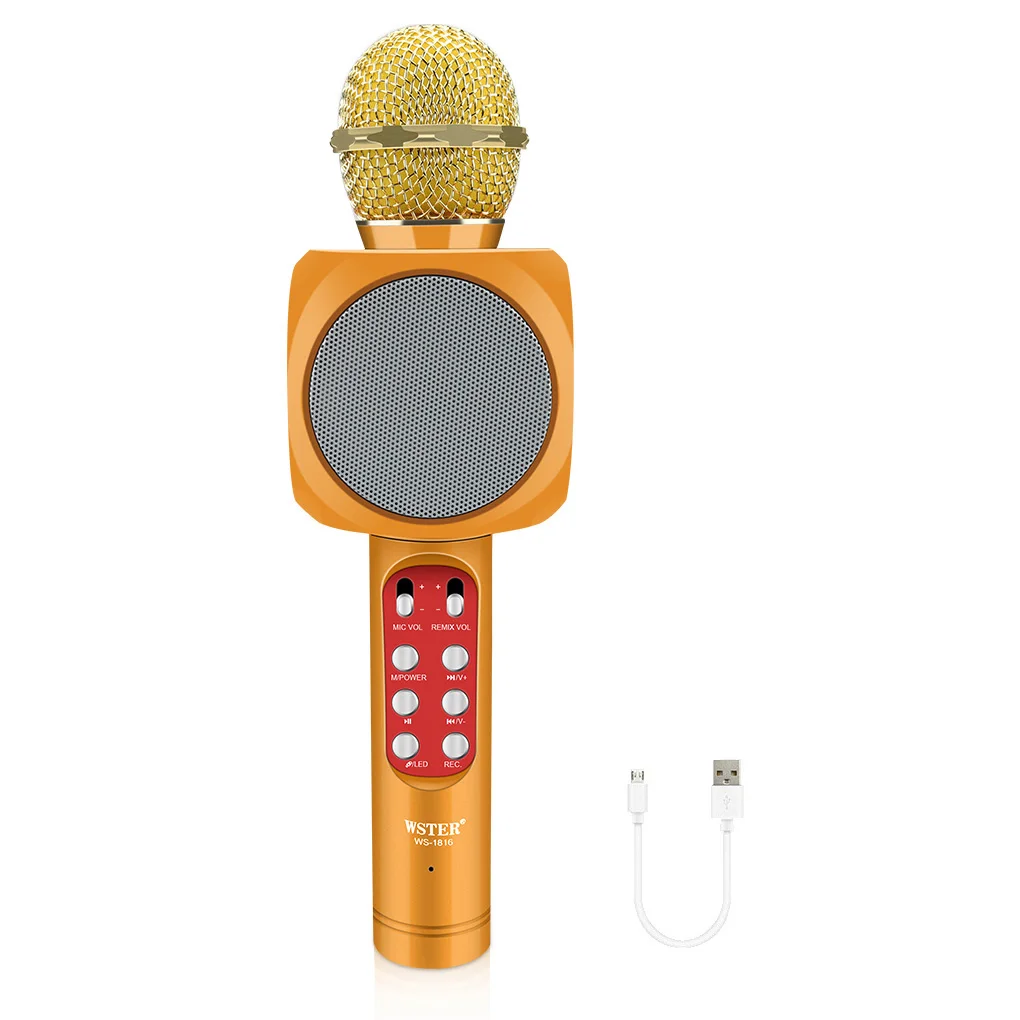 WS-1816 Wireless Bluetooth Karaoke Microphone K Song Pocket Microphone Speaker Machine for iPhone/Android Smartphone