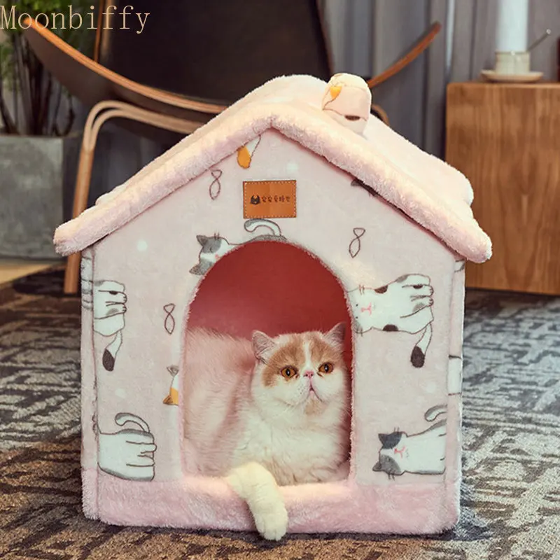 

Складная кровать-домик для собак, теплая Лежанка для маленьких и средних питомцев, кошек, товары для домашних животных