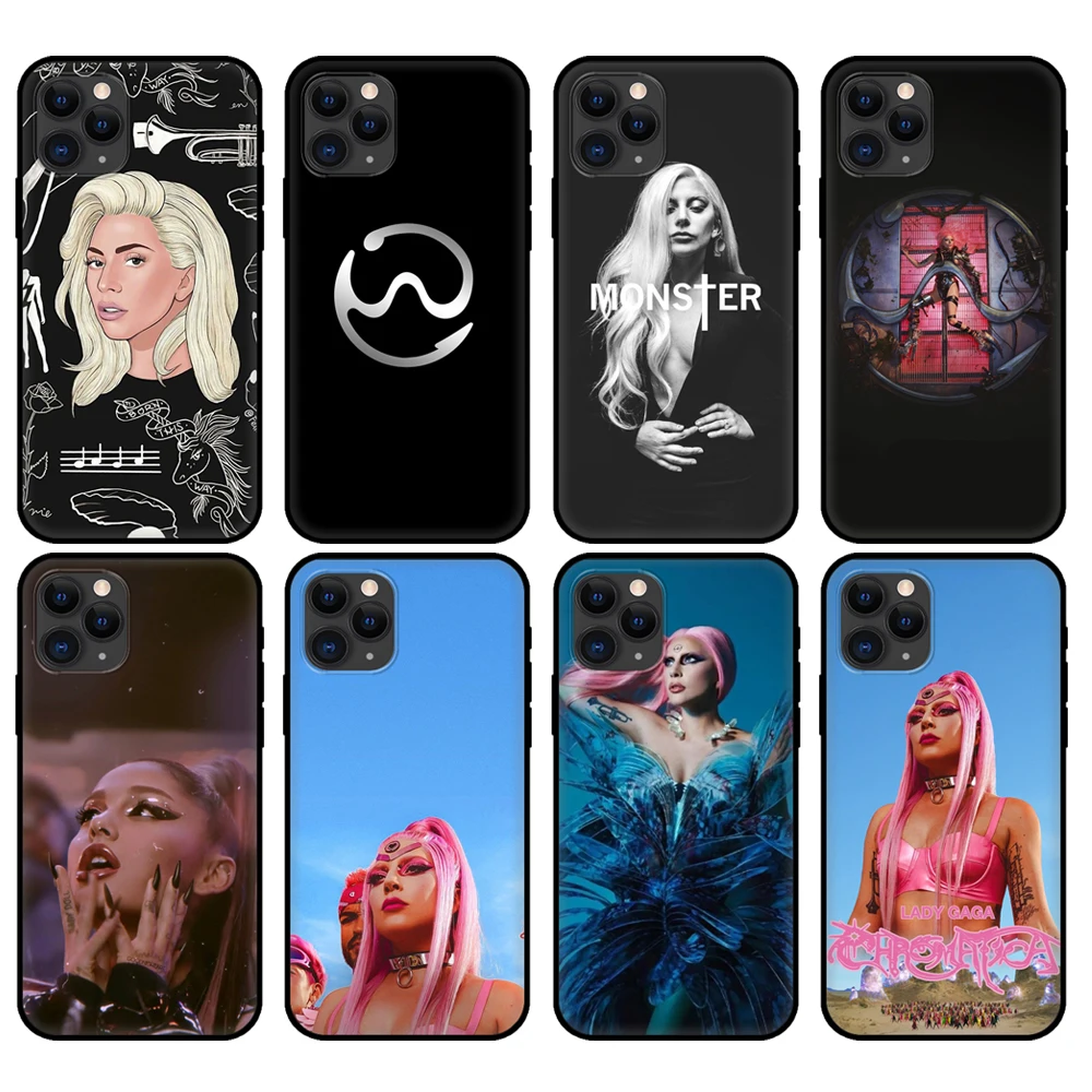 Black tpu case for iphone 5 5s se 2020 6 6s 7 8 plus x 10 XR XS 11 12 mini pro MAX back cover chromatica Lady Gaga