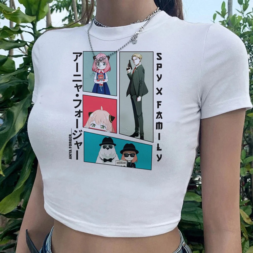 

spy x family 90s vintage crop top Woman aesthetic fairycore kawai tshirt