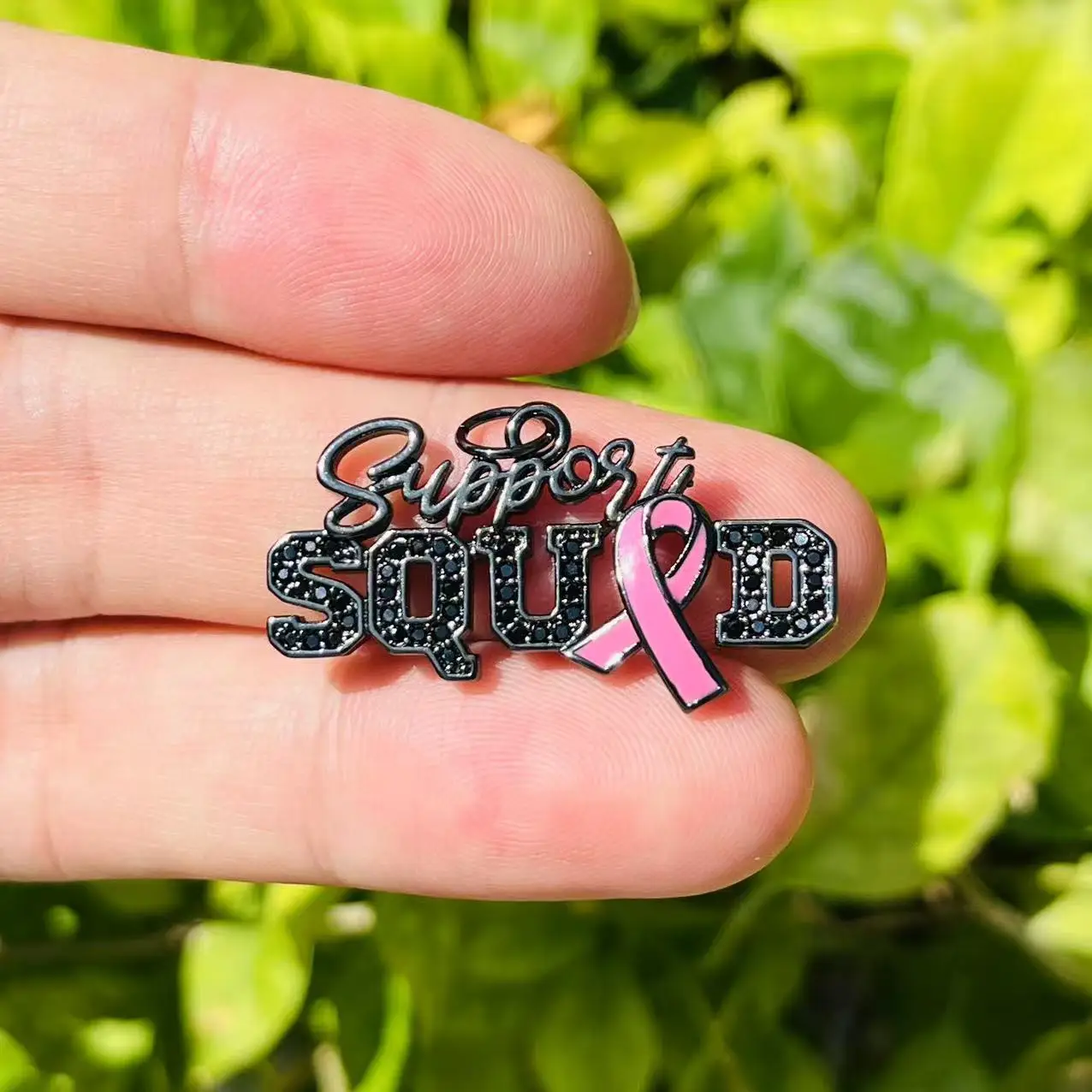 5 шт./лот розовая лента с цирконием поддержка отряд подвески для осведомленности