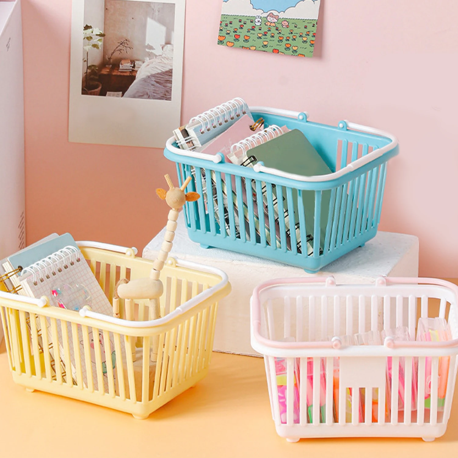 Детская продуктовая корзина с ручками, маленькие Розничные корзины для ...