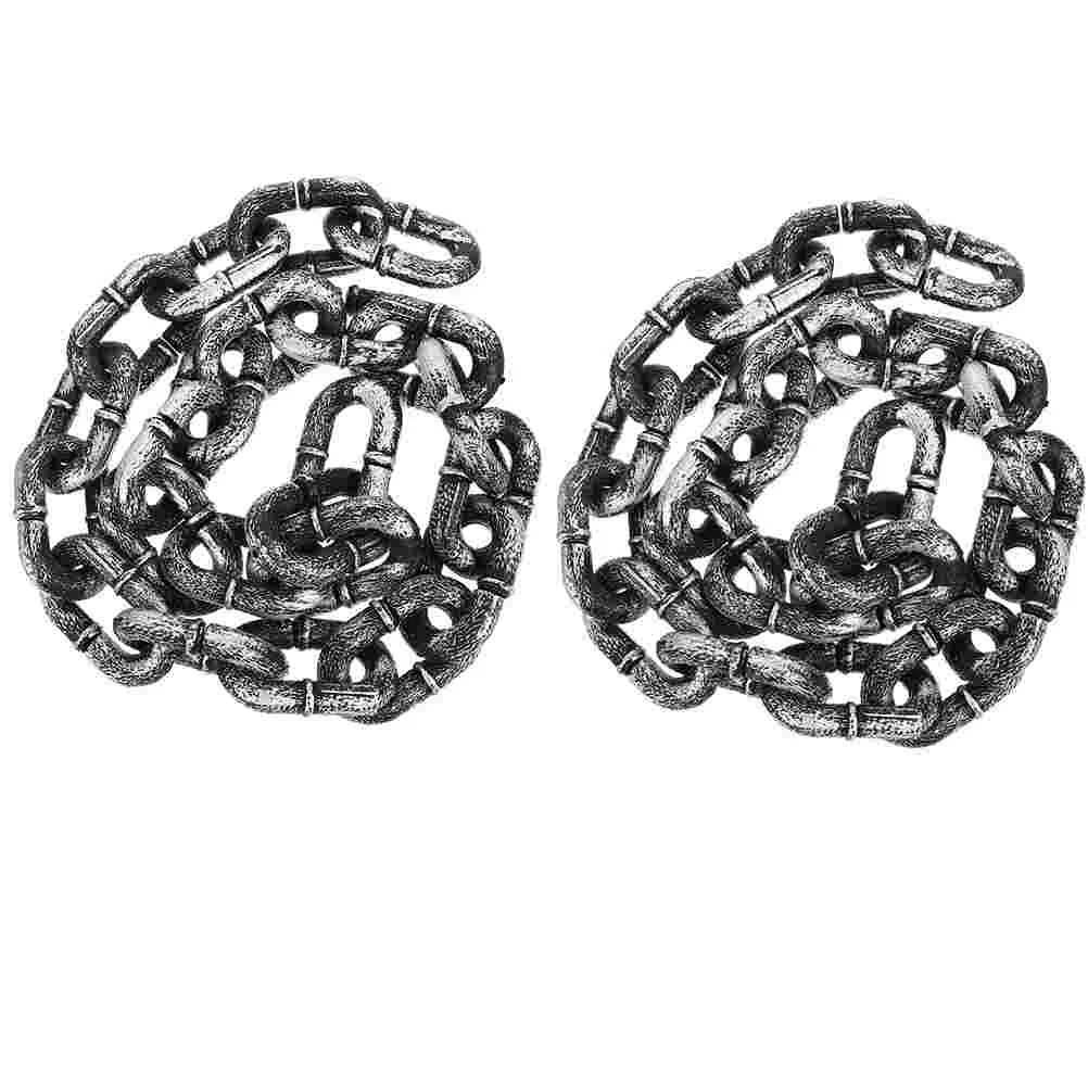 

2 Pcs Halloween Party Props Costume Plastic Chain Cosplay Fake Decoration
