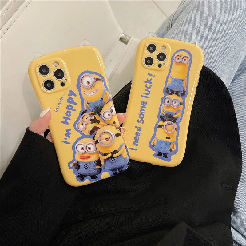 

Cartoon Minions Phone Cases For iPhone 13 12 11 Pro Max XR XS MAX X 7 8 Plus Full Body Cover Shells