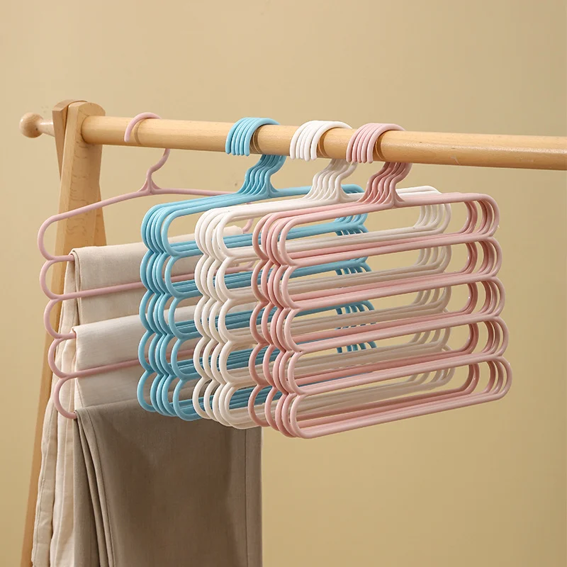 

Clothes Trousers Hangers Holders Closet Shelf Storage Organizers 5 Layers Pants Towel Scarfs Racks Storage Organization Holder