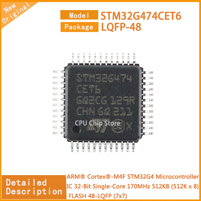 

Микроконтроллер STM32G474CET6 STM32G474, микроконтроллер с микроконтроллером, 32 бита, 170 МГц, 512KB (512K x 8), FLASH 48-LQFP (7x7), 5 шт./партия