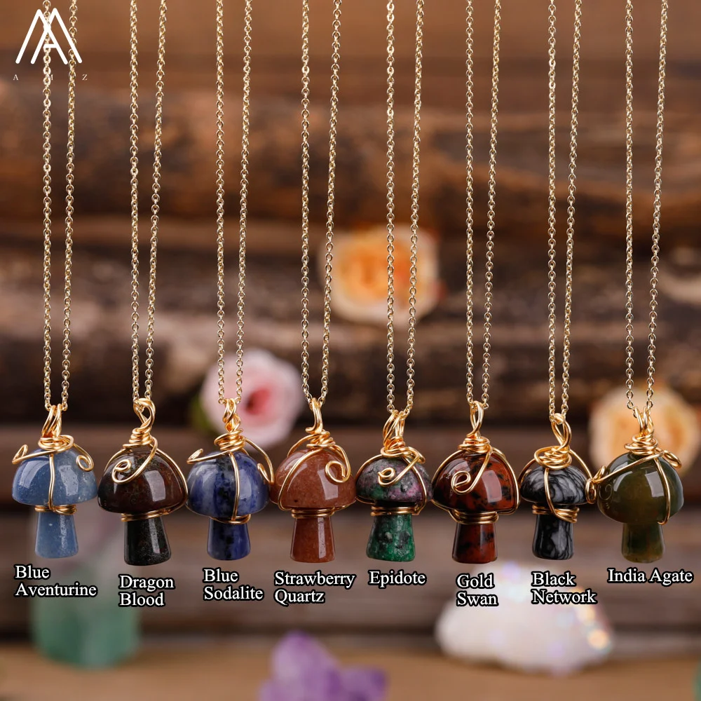 Цепочка с подвеской в виде гриба кристаллами