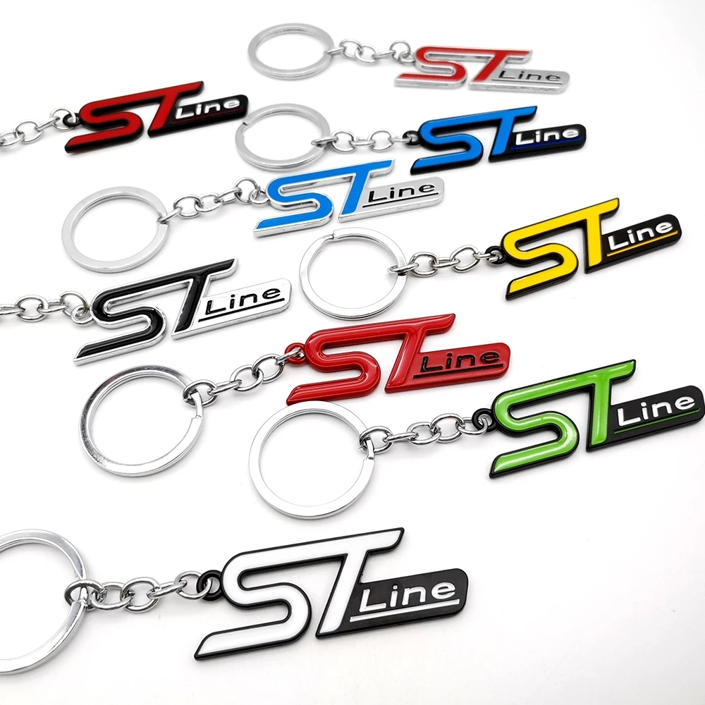 Alloy ST LINE Emblem Car Keychain Automobile Keyring For Ford FOCUS 2 3 Mondeo Fiesta X Kuga MK2 MK3 MK4 Car Accessories